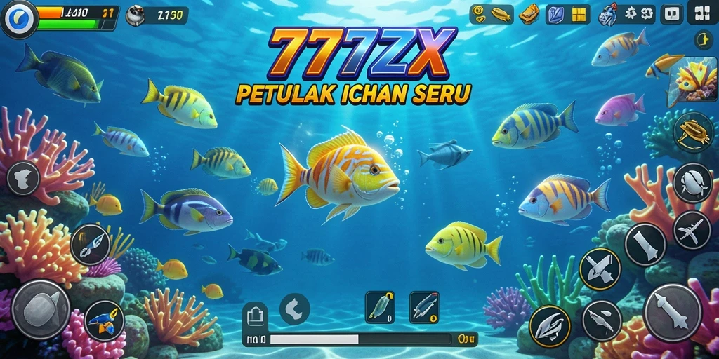 Tangkapan layar gameplay menampilkan aksi Tembak Ikan di 777ZX.