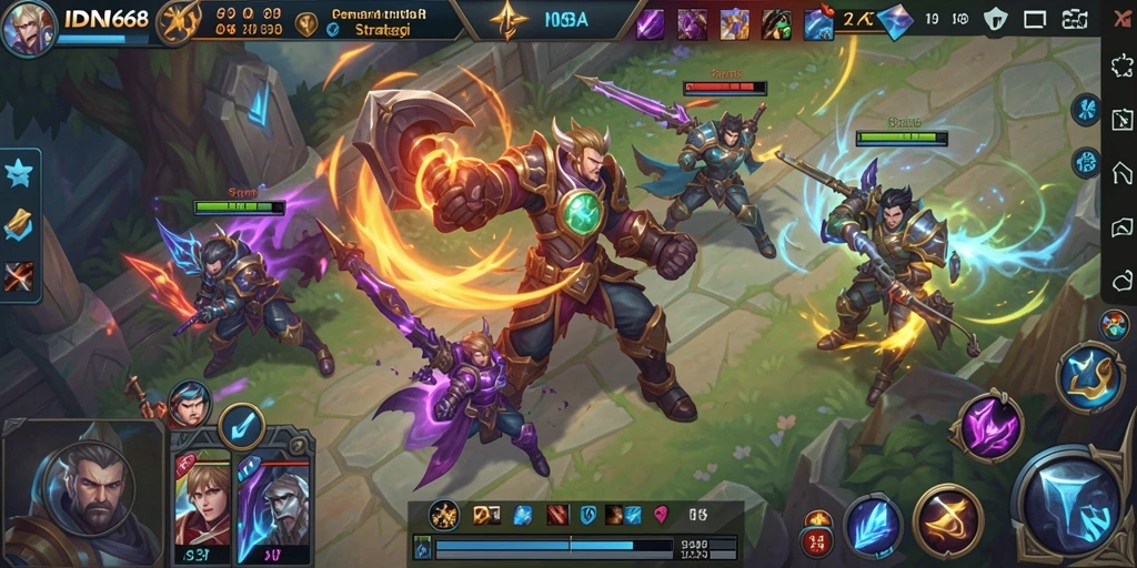 Screenshot IDN668 menampilkan serunya gameplay MOBA di arena pertempuran.