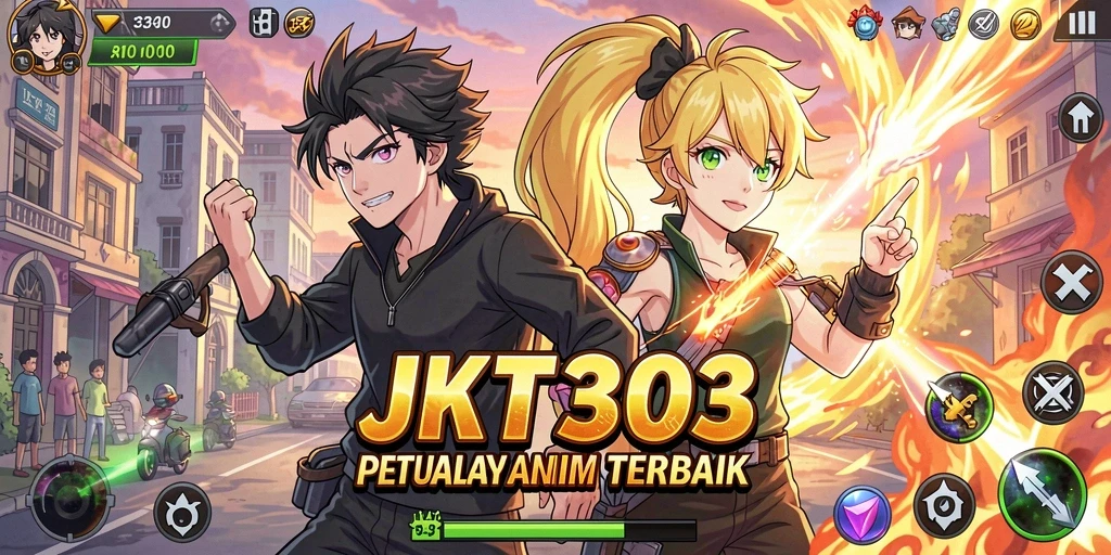 Screenshot gameplay <strong>JKT303</strong> dengan karakter Anime beraksi.