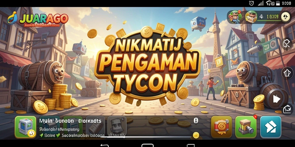 Screenshot gameplay JUARAGO menunjukkan interaksi dinamis dalam pembangunan bisnis.