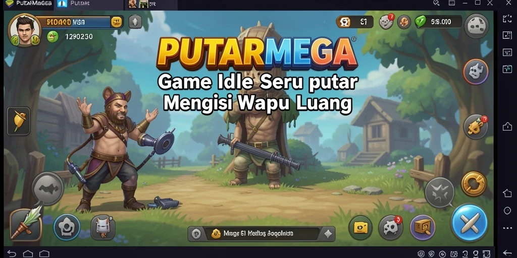 Screenshot gameplay PUTARMEGA dengan karakter dan lingkungan yang cerah.