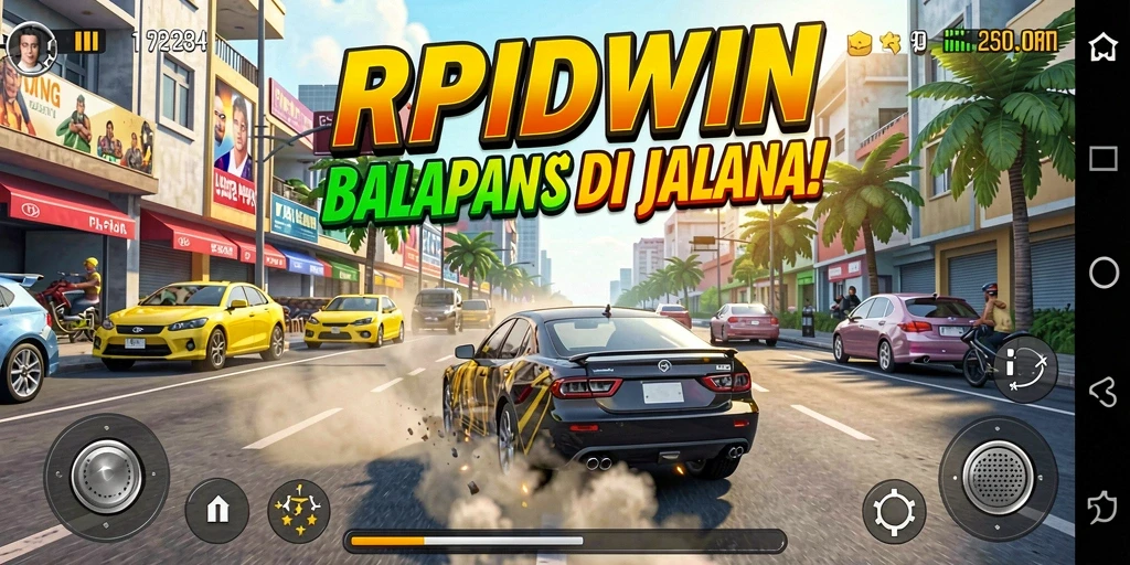Tangkapan layar RPIDWIN menunjukkan aksi balapan yang cepat dan mendebarkan.