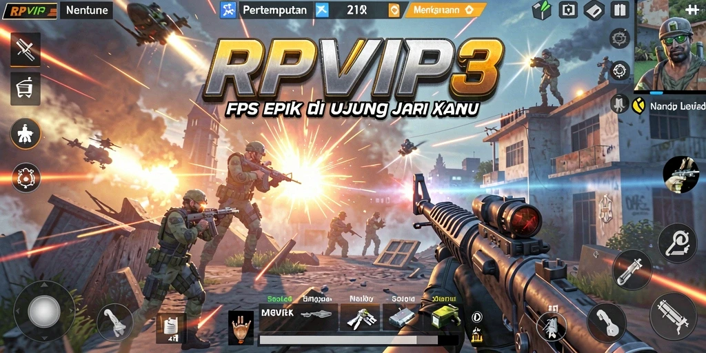 Screenshot RPVIP3 menampilkan aksi tembak-menembak yang intens dan mendebarkan.