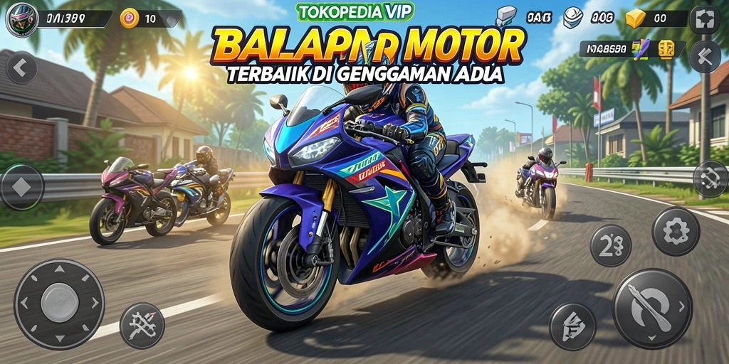 Gameplay seru balapan motor di TOKOPEDIAVIP.