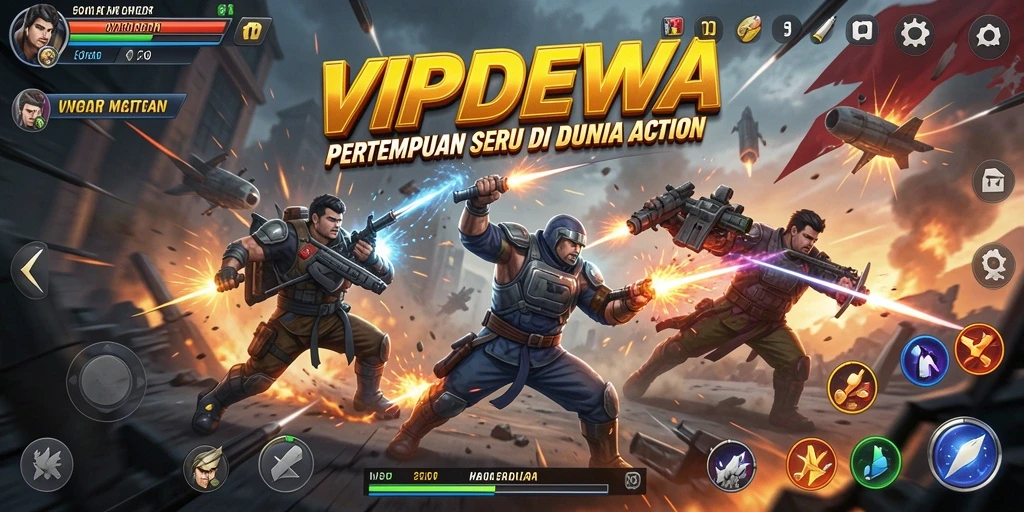 Screenshot utama menunjukkan aksi mendebarkan dalam VIPDEWA.