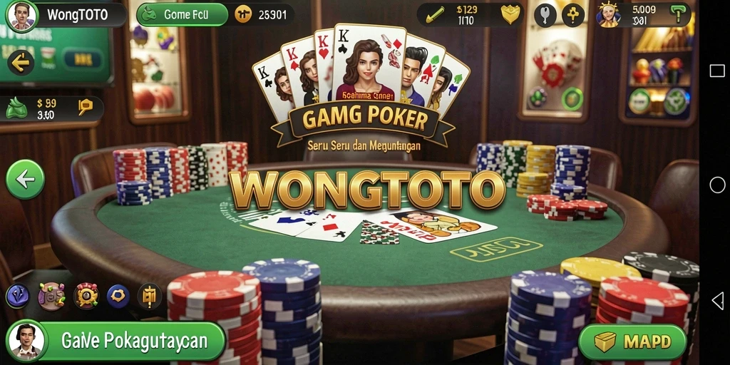 Tampilan gameplay poker yang menarik dan interaktif.
